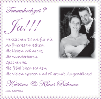 Hochzeitsanzeige von Kristina Geerken von Nordwest-Zeitung