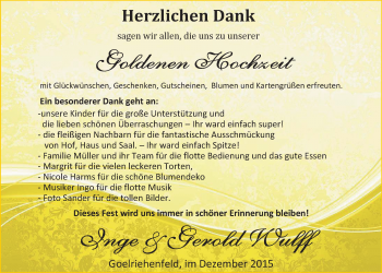 Hochzeitsanzeige von Gerold Wulff von Nordwest-Zeitung
