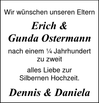 Hochzeitsanzeige von Gunda Ostermann von Nordwest-Zeitung