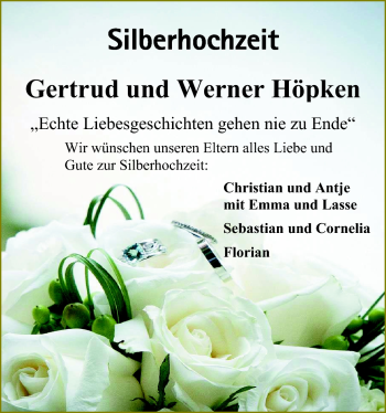 Hochzeitsanzeige von Gertrud Höpken von Nordwest-Zeitung