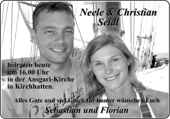 Hochzeitsanzeige von Neele Seidl von Nordwest-Zeitung