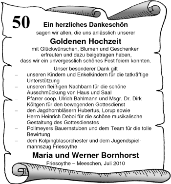 Hochzeitsanzeige von Maria Bornhorst von Nordwest-Zeitung