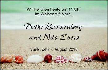 Hochzeitsanzeige von Deike Bannenberg von Nordwest-Zeitung