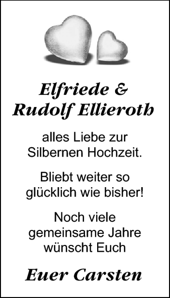 Hochzeitsanzeige von Elfriede Ellieroth von Nordwest-Zeitung