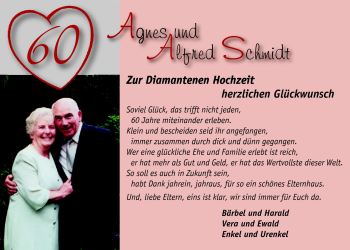 Hochzeitsanzeige von Agnes Schmidt von Nordwest-Zeitung