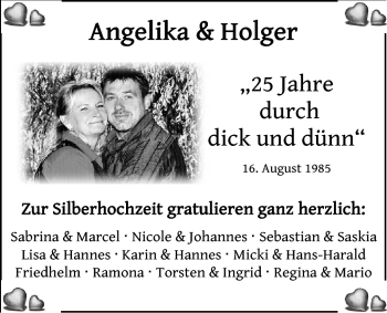 Hochzeitsanzeige von Angelika  von Nordwest-Zeitung