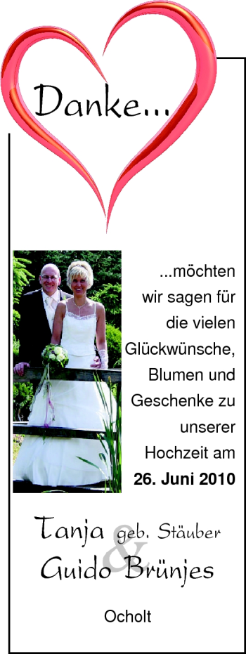 Hochzeitsanzeige von Tanja  von Nordwest-Zeitung