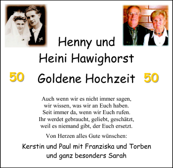 Hochzeitsanzeige von Henny  von Nordwest-Zeitung