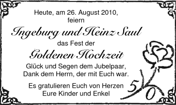Hochzeitsanzeige von Ingeburg  von Nordwest-Zeitung