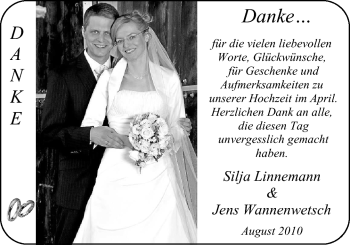 Hochzeitsanzeige von Silja Linnemann von Nordwest-Zeitung