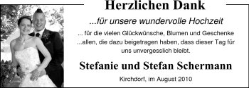 Hochzeitsanzeige von Stefan Schermann von Nordwest-Zeitung