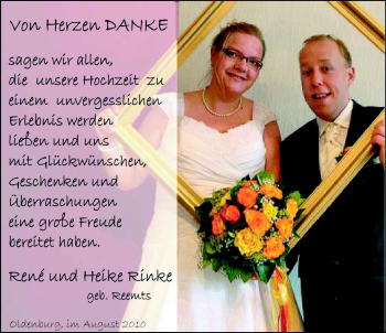 Hochzeitsanzeige von Heike Rinke von Nordwest-Zeitung