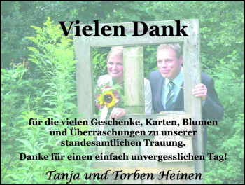 Hochzeitsanzeige von Tanja Heinen von Nordwest-Zeitung