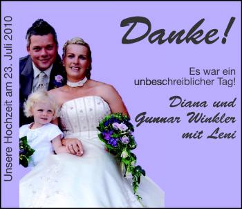 Hochzeitsanzeige von Diana Winkler von Nordwest-Zeitung