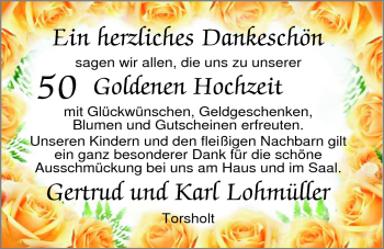 Hochzeitsanzeige von Gertrud Lohmüller von Nordwest-Zeitung
