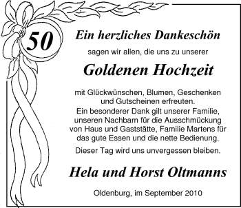 Hochzeitsanzeige von Hela Oltmanns von Nordwest-Zeitung