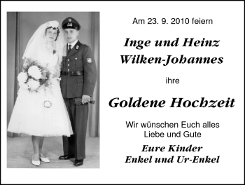 Hochzeitsanzeige von Inge  von Nordwest-Zeitung