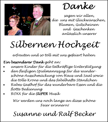 Hochzeitsanzeige von Susanne Becker von Nordwest-Zeitung