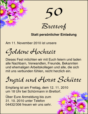 Hochzeitsanzeige von Ingrid Schütte von Nordwest-Zeitung