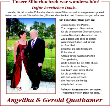 Hochzeitsanzeige von Gerold Quathamer von Nordwest-Zeitung