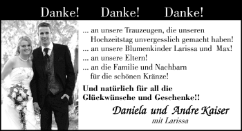 Hochzeitsanzeige von Daniela Kaiser von Nordwest-Zeitung