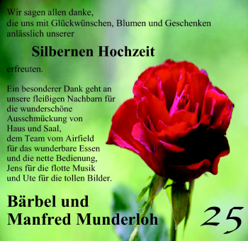 Hochzeitsanzeige von Bärbel Munderloh von Nordwest-Zeitung