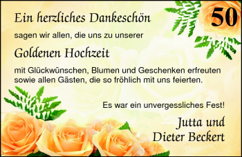 Hochzeitsanzeige von Jutta Beckert von Nordwest-Zeitung