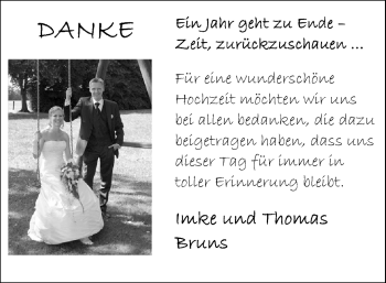 Hochzeitsanzeige von Imke Bruns von Nordwest-Zeitung