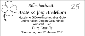 Hochzeitsanzeige von Beate Bredehorn von Nordwest-Zeitung