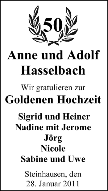 Hochzeitsanzeige von Anne Hasselbach von Nordwest-Zeitung