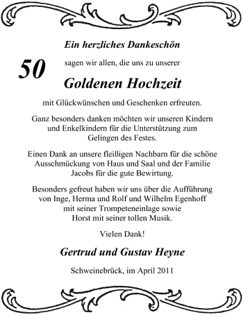 Hochzeitsanzeige von Gertrud Heyne von Nordwest-Zeitung
