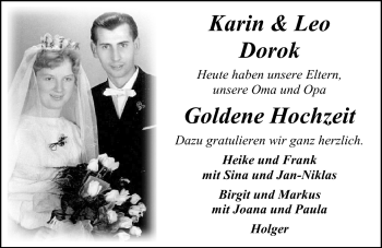Hochzeitsanzeige von Karin Dorok von Nordwest-Zeitung