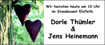 Hochzeitsanzeige von Dorle Thümler von Nordwest-Zeitung