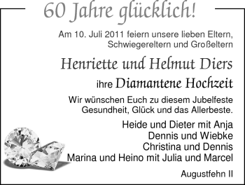 Hochzeitsanzeige von Henriette Diers von Nordwest-Zeitung