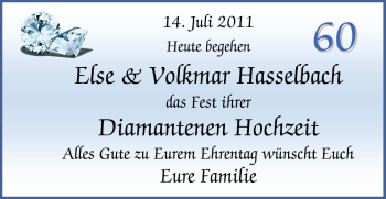 Hochzeitsanzeige von Else Hasselbach von Nordwest-Zeitung