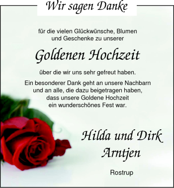 Hochzeitsanzeige von Hilda Arntjen von Nordwest-Zeitung
