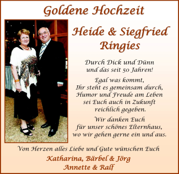 Hochzeitsanzeige von Heide Ringies von Nordwest-Zeitung