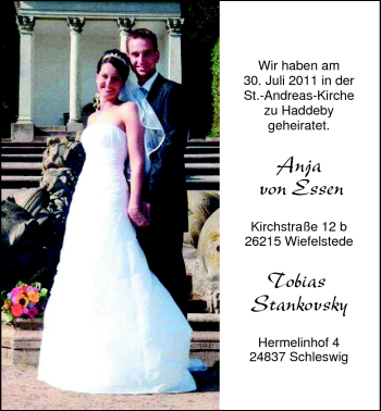 Hochzeitsanzeige von Anja  von Nordwest-Zeitung