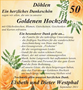 Hochzeitsanzeige von Elsbeth Westphal von Nordwest-Zeitung