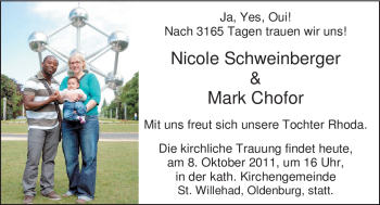 Hochzeitsanzeige von Nicole Schweinberger von Nordwest-Zeitung