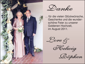 Hochzeitsanzeige von Lore Röpken von Nordwest-Zeitung