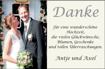 Hochzeitsanzeige von Anje  von Nordwest-Zeitung