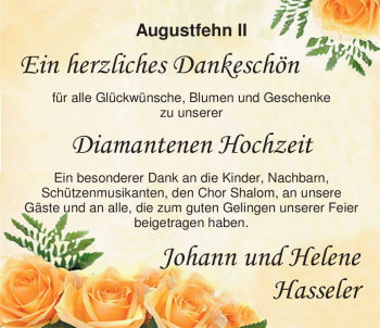Hochzeitsanzeige von Helene Hasseler von Nordwest-Zeitung