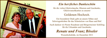 Hochzeitsanzeige von Renate Böseler von Nordwest-Zeitung