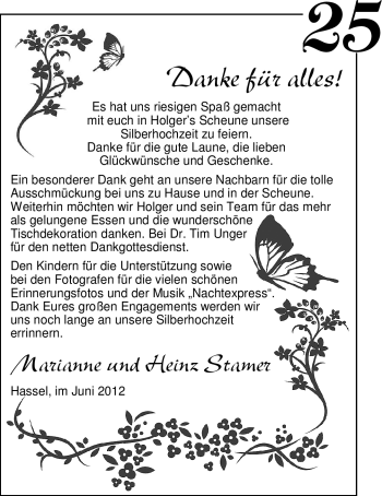 Hochzeitsanzeige von Marianne Stahmer von Nordwest-Zeitung