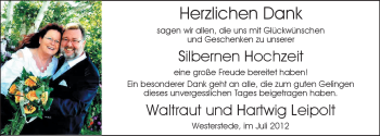 Hochzeitsanzeige von Waltraut Leipolt von Nordwest-Zeitung