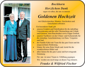 Hochzeitsanzeige von Frauke Fischer von Nordwest-Zeitung