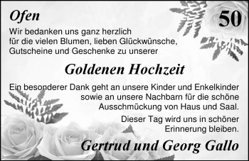 Hochzeitsanzeige von Gertrud Gallo von Nordwest-Zeitung