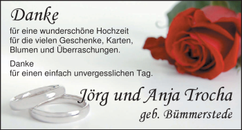 Hochzeitsanzeige von Bümmerstede Anja von Nordwest-Zeitung