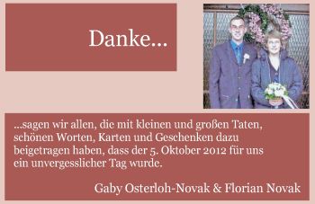 Hochzeitsanzeige von Gaby Osterloh-Novak von Nordwest-Zeitung